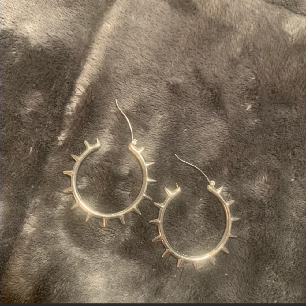 Spiky Silver Hoops (unsure of exact material)